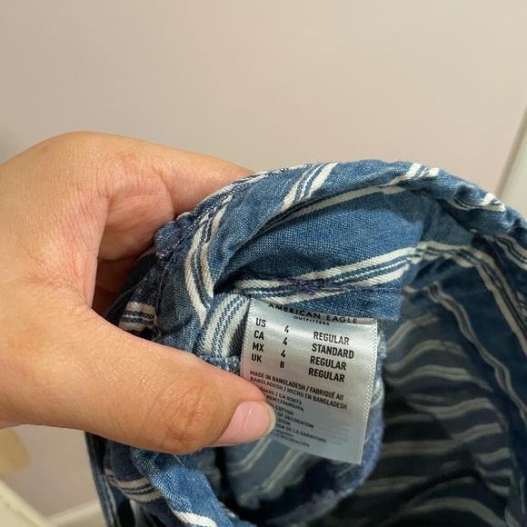 American Eagle High Waist Striped Tie Pants Sz 4 - Picture 9 of 10